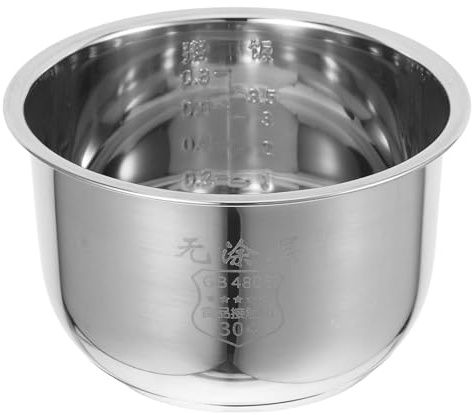 LALAFINA Rice Cooker Stainless Steel Inner Pot, 1.6l Universal Fit Liner, Non-Coated Thickened Insert for Electric Rice Cooker, Smooth Surface, Silver Style