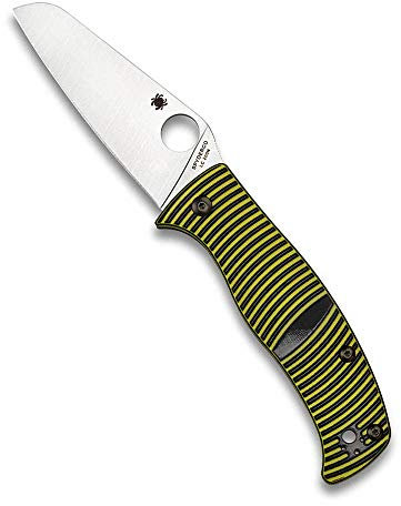 SPYDERCO Caribbean SHEEPFOOT Fastening Knife, Yellow/Black, 12.5cm Handle