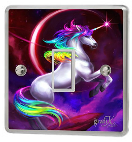 the grafix studio Bright Pretty Unicorn Light Switch Sticker Vinyl/Skin cover, sw148