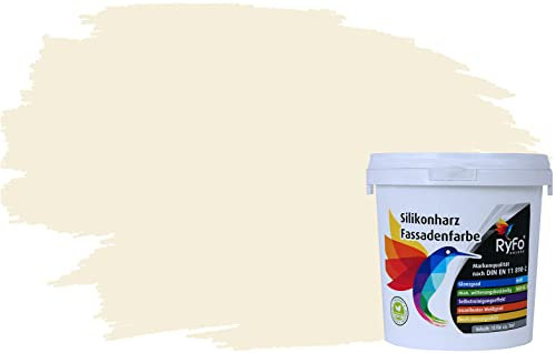 RyFo Colors Silikonharz Fassadenfarbe Lotuseffekt Trend Weißtöne Alabasterweiß 1l - bunte Fassadenfarbe, weitere Weiß Farbtöne und Größen erhältlich, Deckkraft Klasse 1