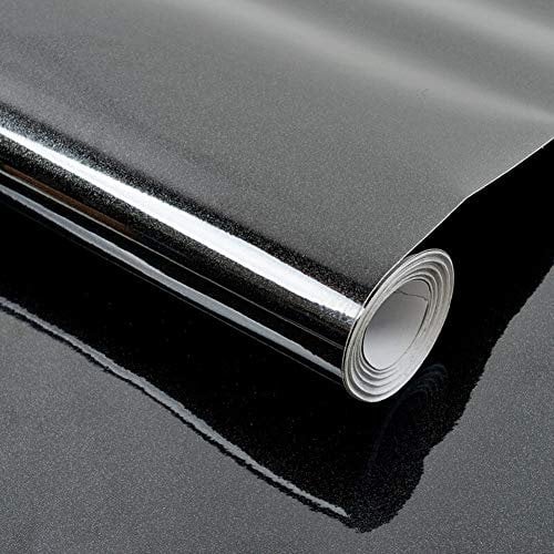 Decoroom Klebefolie Selbstklebend Schwarz Hochglanzfolie Mit Glitzer 40 X 300cm Hochwertigem PVC Dekorfolie Küchefolie Möbelfolie Wasserfest Folie DIY Wandaufkleber