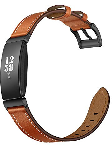 Shieranlee Kompatibel mit Fitbit Inspire HR Armband/Fitbit Inspire Lederarmband, Weiches Leder Ersatzarmband mit Edelstahl Verschluss für Fitbit Inspire HR/Fitbit Inspire Fitness Tracker