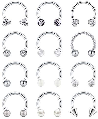 vcmart Hufeisen Nasenring Nasenpiercing Septum Ring 8mm 16G Chirurgenstahl Nase Lippe Helix Tragus Daith Piercing