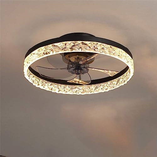 Ventilateur De Plafond LED Avec Lampe 66W Ultra-Silencieux Fan Lumière Télécommande Ventilateur Dimmable Lustre De Ventilateur Moderne Invisible Fan Plafonnier Salon Fan De Plafond Éclairage,Noir