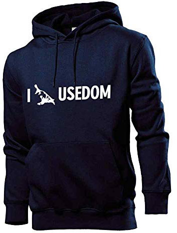 Generisch I Love Usedom Männer Hoodie Sweatshirt Navy 3XL