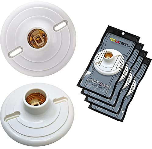 ISOLATECH 4pcs E27 douille murale en plastique avec trous de forage LED lampes à économie d'énergie (max.250V/4A) lampes Accueil installation plafond support cuisine socle salle de bains encastrer