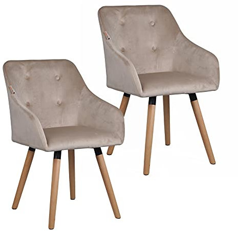 ESTEXO 2/4/6/8x Vintage - Esszimmerstuhl Ilmar, Stühle, Vintage, Esszimmerstühle, Stoffbezug, Stuhl (2 Stück, Beige/Grau Samt)