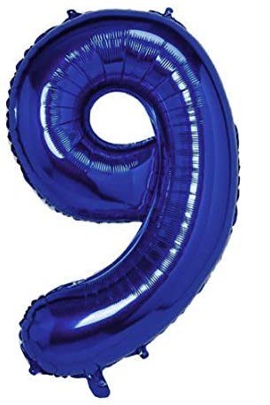 Folienballon Dunkelblau nummer 9, Riese Luftballon Geburtstag 105cm, Folienballon Zahl ideal für Party, Jubiläum, Geburtstag, Zahlenballon, Helium
