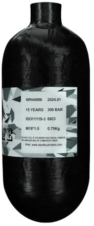 Tanque HPA de Fibra de Carbono - 68Ci/4500Psi Lite, Cilindro de Gas, Caza de Paintball para Pistola de Rifle de Aire PCP Daystate y Rosca FX M18 * 1.5