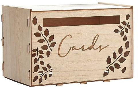 Ginger Ray 'A Touch of Pampas' Wooden Card Box-30cm x 30cm, Brown