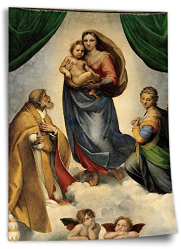 Printistico Poster Raphael - Sixtinische Madonna Kunstdruck ohne Rahmen, Wandbild - A4, A3, A2, A1, A0, XXL - Wohnzimmer, Schlafzimmer, Küche, Deko