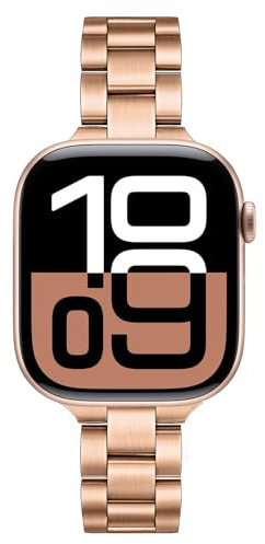 TRUMiRR Reemplazo para Apple Watch Series 9 8 7 41mm Pulsera Mujer, Pulsera Delgada de Acero Inoxidable Reemplazo del cinturón Femenino para iWatch SE Series 9 8 7 6 5 4 3 2 1 41mm 40mm 38mm