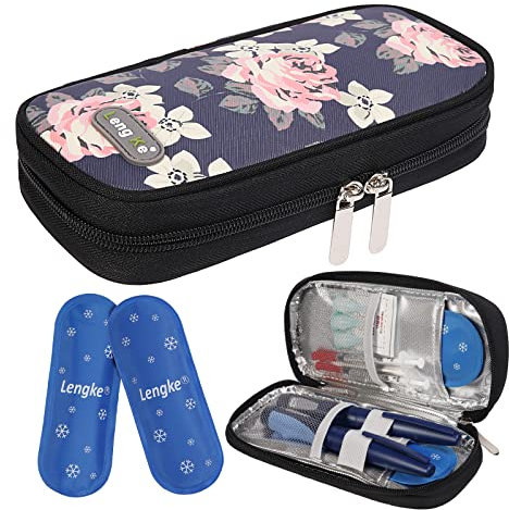 BOMKEE Insulin Kühltasche für Diabetiker, Insulin Pen Tasche Reise Insulin Stiftetui, Insulin Tasche, Medikamenten Kühltasche Tragetasche mit 2 Kühlakkus