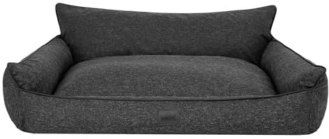 Bjird Hundebett - Hundekorb für kleine mittelgroße & große Hunde - Hundekissen - Hundesofa - Bezug abnehmbar und waschbar - Joker - Größe: S: 64 x 49 cm - Schwarz Kunstleinen