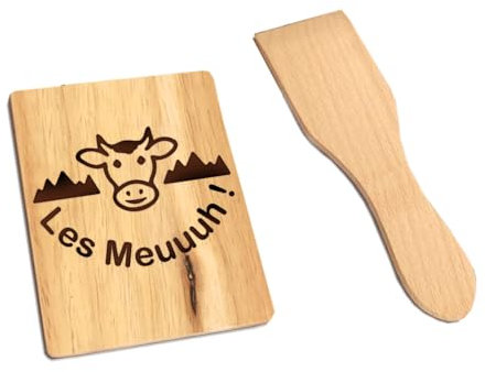 LITTLE BALANCE 8503 Set Raclette Wood 4, Lot 8 accessoires appareil raclette, 4 spatules + 4 planchettes bois, Set raclette 4 personnes