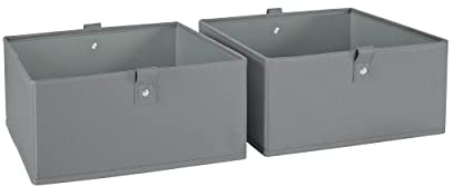 RiverRidge Kids 2pc Folding Storage Bins Set - 10.5” Bin Organizers with Handles - Gray Closet Organizer and Storage for Toys, Games, Shoes - Foldable Cube Storage Organizer Bins for Playroom, Nursery