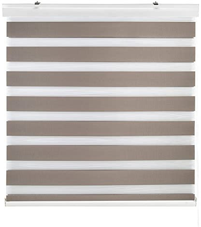 Estoralis | Sansa | Store Enrouleur Jour Nuit - Double Tissu Cassette décorative | Tabac | 125 x 180 cm. (Largeur/Hauteur) Taille du Tissu 122 x 175 cm. | Stores pour fenêtres et Portes