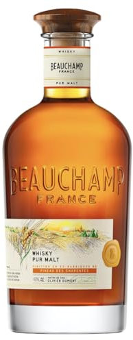 BEAUCHAMP - Whisky Single Malt – Médaille d’or au World Whiskies Awards 2024 - Whisky Français - Origine : France - 46% Alcool - Bouteille 70 cl