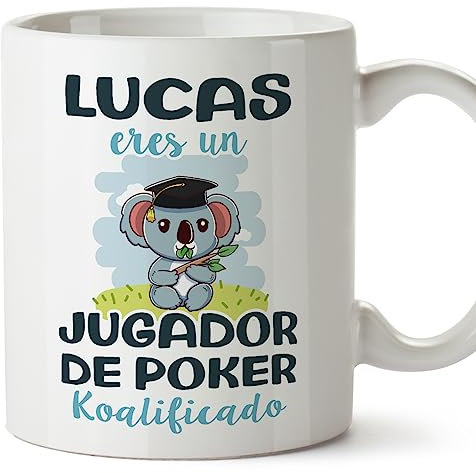 MUGFFINS Tazas Personalizadas para JUGADOR DE POKER - En Español - Koalificados Personalizados - 11 oz / 330 ml - Regalo Personalizable original y divertido
