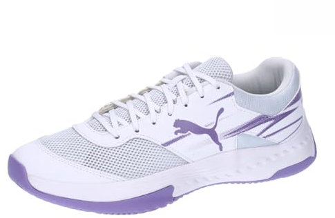 PUMA Varion II, Indoor Court Shoe Unisex Adulto, White-Lavender Alert, 44.5 EU