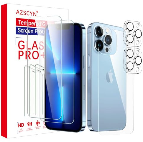 Rückseite Schutzfolie für iPhone 13 Pro Max, 2 Stück Panzer Schutz Glas + 2 Stück Kamera Panzer Schutz Glas, HD Schutzglas Panzerfolie, Displayschutzfolie-kratzfest -keine Luftblasen -9H-Härteglas