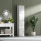 BSTSEL 190cm White High Gloss Tall Bathroom Cabinet Free Standing Storage Tallboy with Handles Left and Right Doors Opening High Gloss Storage Cupboard with Adjustable Shelves