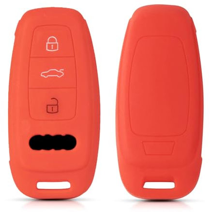 Kesiku Audi Schlüsselhülle für Audi A6 A7 A8 S6 S7 RS6 RS7 Q7 Q8 SQ7 SQ8 A6L A8L E-Tron Schlüssel, Audi A6 Schutzhülle TPU, Autoschlüssel Hülle Audi Silikon - 3 Tasten Rote