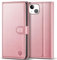 Kuafcase Compatible for iPhone 15 Plus Case with 4 Card Slots Magnetic Closure Kickstand Shockproof Protective Phone Case Compatible for iPhone 15 Plus - Rose Gold