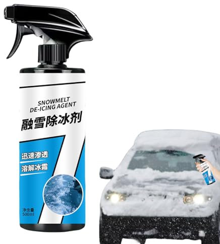 Monozoz Enteiser-Spray – Auto-Windschutzscheiben-Enteisungsspray – Auto-Windschutzscheiben-Enteisungsspray, 500 ml Enteisungsspray, Frostschutzmittel für Auto, Windschutzscheibe, Scheibenwischer,