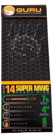 Guru SMWG 4 Bayonet Hair Rigs Barbless (Size 14 7lb)