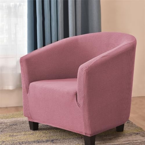 Highdi Copripoltrona 1 Posto Elasticizzato Poltrona da Cocktail Chesterfield Jacquard Tinta Unita Fodera Universale Lavabile Sedia da Club per Bar Soggiorno Camera da Letto (Rosa)