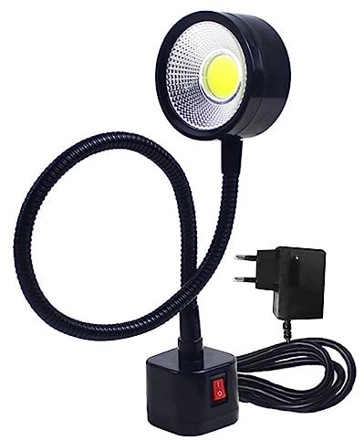 Yuattory LED Arbeits Scheinwerfer Magnet Fuß Flexible Schwanen Hals Lampe 220V 5W für Dreh Maschine FräS Bohr Maschine Industrie Beleuchtung, EU Stecker