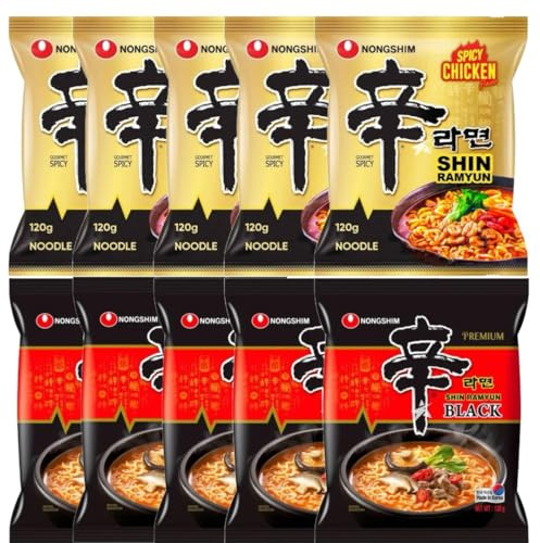 Starry Mart NS Ramyun Spicy Chicken & Black Premium Korean Spicy Ramen Noodles (Pack of 10) HALAL