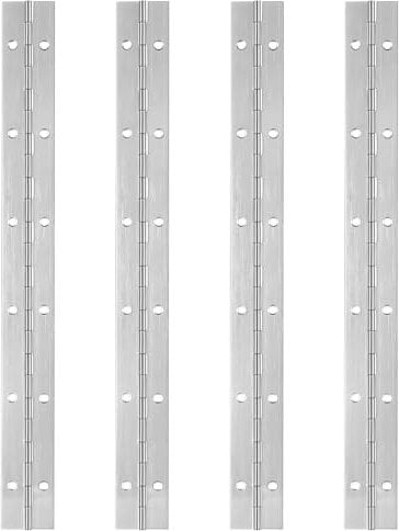 4 Piezas de Bisagra de Piano de Acero Inoxidable 30 cm,Bisagra Plegable con 12 Orificios,Resistente a la Corrosión para Puertas de Armario,Pianos,Barcos,Incluye Tornillos y Destornillador