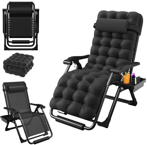 YUMBOT Tumbona Silla Gravedad Cero,Tumbonas Jardin Exterior con cojín,Almohada y Portavasos,Sentarse y Dormir Doble Propósito Tumbona Relajante Silla Campamento Ajustable para Salón,Playa o Piscina