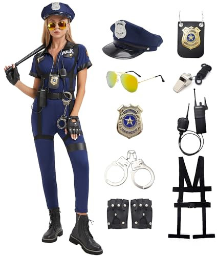 Disfraz de policía mujer, vestido policía mujer policía disfraz policía disfraz mujer accesorios de ropa