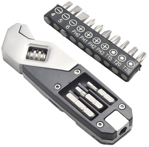 Oniissy Multitool Wrench,With Adjustable Wrench,Essential Pocket Tool Adjustable Wrench And Various Bit Options For DIY,Flat Screwdriver/Phillips Screwdriver