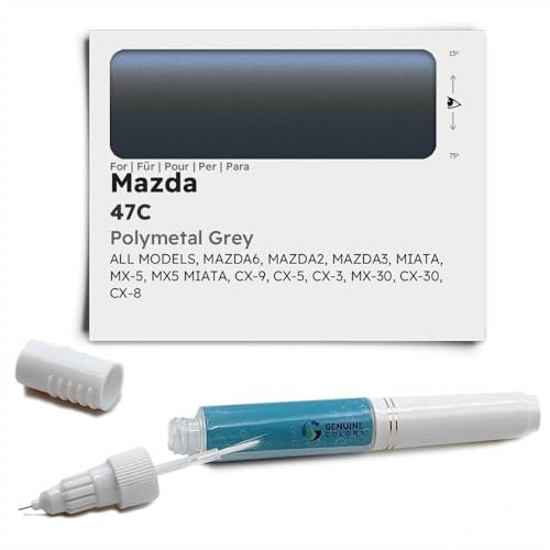 Genuine Colors Lackstift POLYMETAL Grey 47C für Mazda Grau MAZDA6 MAZDA2 MAZDA3 Miata MX-5 MX5 CX-9 CX-5 CX-3 MX-30 CX-30 CX-8
