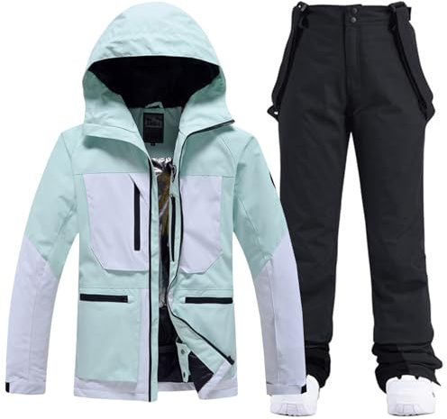 HOTIAN Damen Ski Jacke und Hosen 2 Teilig Set Skianzug Damen Wasserdicht Winddicht Winter Outdoor Warme Skifahren Skibekleidung damen set