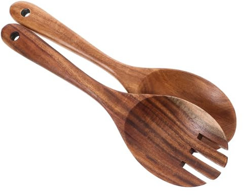 Generic 1 Set Salad Stirring Spoon Salad Spoons for Serving Salad Dressing Cutlery Salad Bowl Server Salad Bowls Mixing Spoon Salad Dressing Mixer Camping Flatware Fork Wood Light Brown