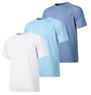Boyzn 3 Pack Men's Watersport Rash Vest, UPF 50+ UV Sun Protection Shirts, Quick Dry Fishing Beach Swimming Shirts, Short Sleeve Crew Neck T-Shirts for Men, Lightweight Rash Guards for Hiking 3P06-3XL