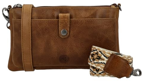 Hide & Stitches Next Navajo Schoudertas | klein Crossbody, Braun Schwarz, 100% Premium-Leder, verstellbarer Schultergurt, Reißverschluss, 100% Leder