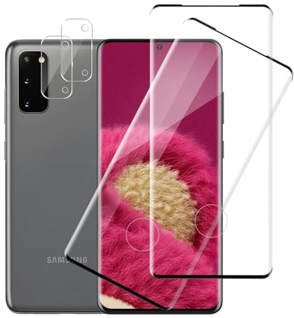Carantee 2+2 pièces Verre Trempé pour Samsung Galaxy S20 5G, avec Caméra Arrière Protecteur, 3D vitre protection pour Samsung Galaxy S20, Haute Sensibilité Haut Définition S20 5G protection écran