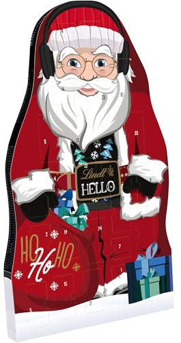 Lindt Schokolade HELLO Santa Adventskalender | 244 g | köstlichen HELLO Überraschungen hinter 24 Türchen | Schokoladen-Geschenk | Weihnachtsschokolade