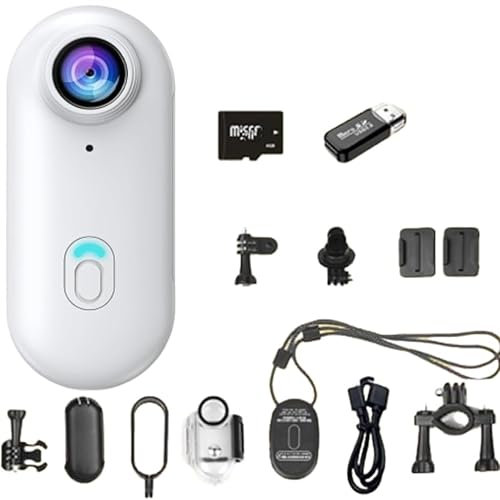 Visuscam - Mini 120 4k Camera for Recording, Visus Cam Thumb Action Camera, Wearable Portable Mini Body Video Cameras With 360°Rotatable Clip & Magnetic Clip, Cycling, Travel, Pet Walking (White-64G)