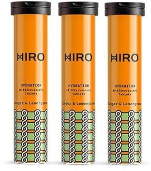 Hiro Electrolytes Tablets |Electrolyte Supplements |Rapid Hydration |Energy Boost |Magnesium & Calcium|Immunity Support |Ginger & Lemongrass - Triple Pack