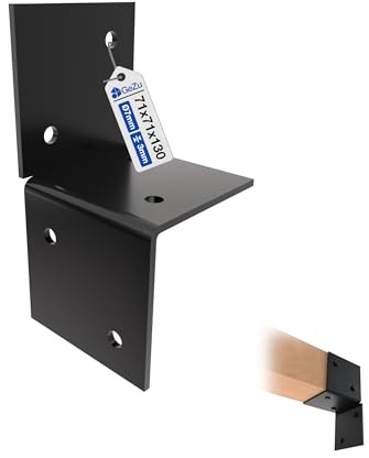 GeZu Impex Pergola Wall Bracket 71 x 71 mm | Black Powder Coating Pergola Wall Mount Bracket Wooden Beam Post Connector Wall Flat Bracket