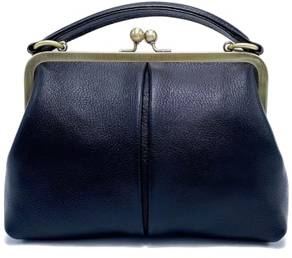 Taschenkinder Damen Echtleder Handtasche – Vintage Bügeltasche „Kleine Olive, Henkeltasche und Umhängetasche aus Leder