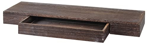 Berlinlodge Wandregal HxBxT 8x80x25cm Schweberegal Wandboard Hängeregal Regal Schublade Massiv-Holz Braun Shabby schwebend Küche Wohnzimmer Schlafzimmer Flur Deko Büro einfache Montage