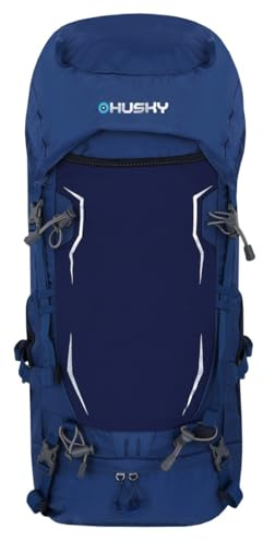 Husky Rony Expeditionsrucksack Trekkingrucksack Regenhülle Leicht Blau 50 L | Organizer, Regenhülle, wasserabweisend, ergonomischer Rücken, für Wandern, Trekking, Outdoor, Reisen und Tagestouren.